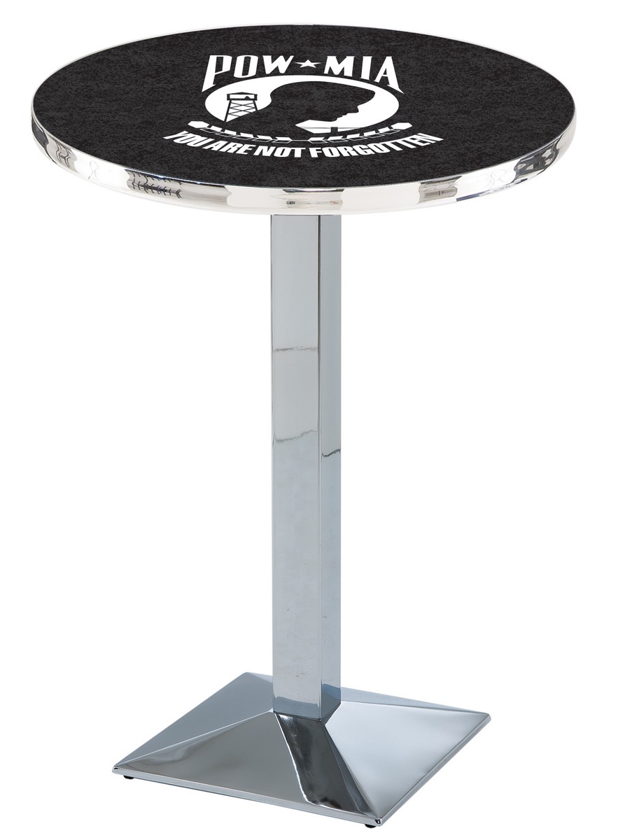 L217 POW/MIA 42" Tall - 30" Top Pub Table with Chrome Finish