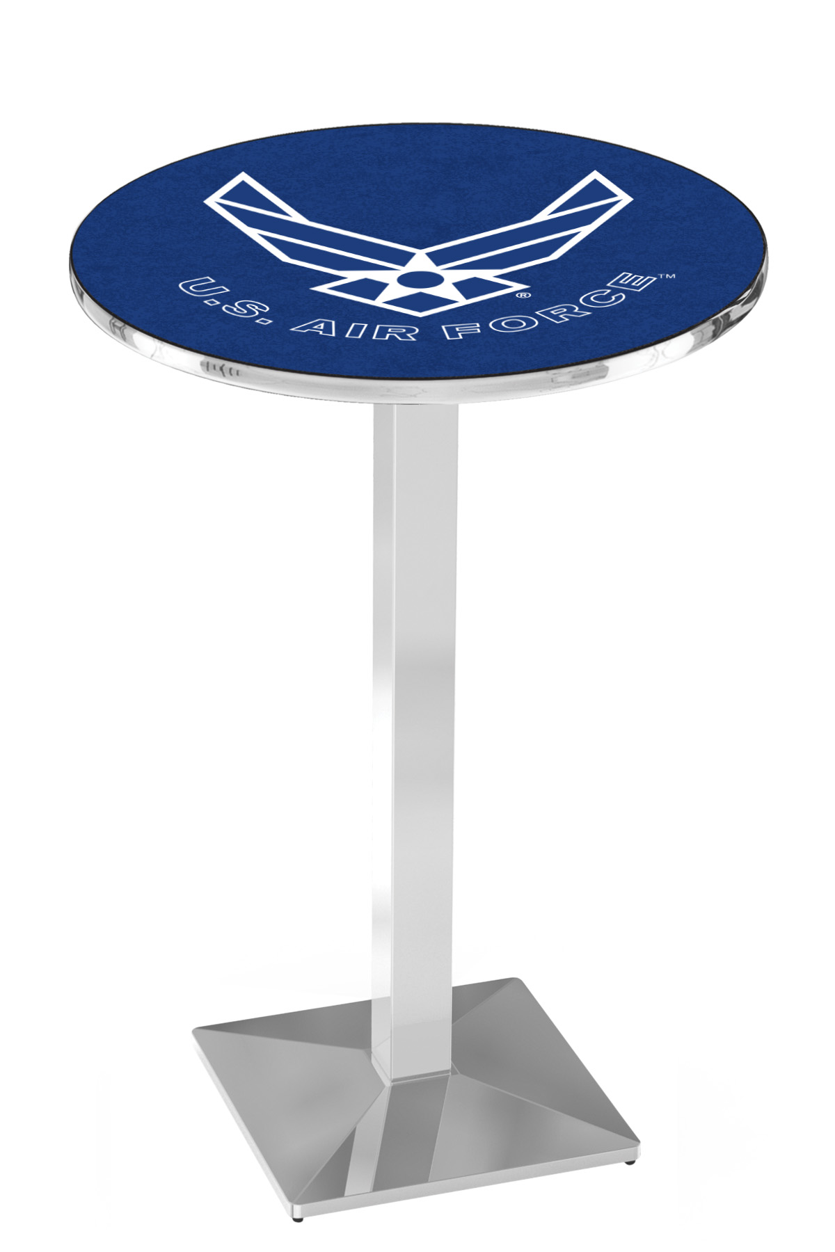 L217 United States Air Force 42" Tall - 30" Top Pub Table with Chrome Finish