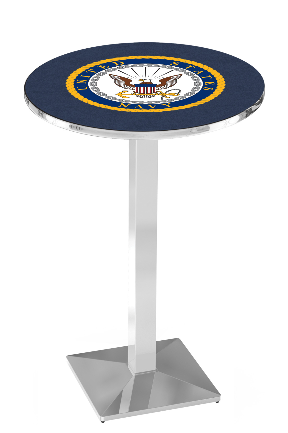 L217 United States Navy 42" Tall - 30" Top Pub Table with Chrome Finish