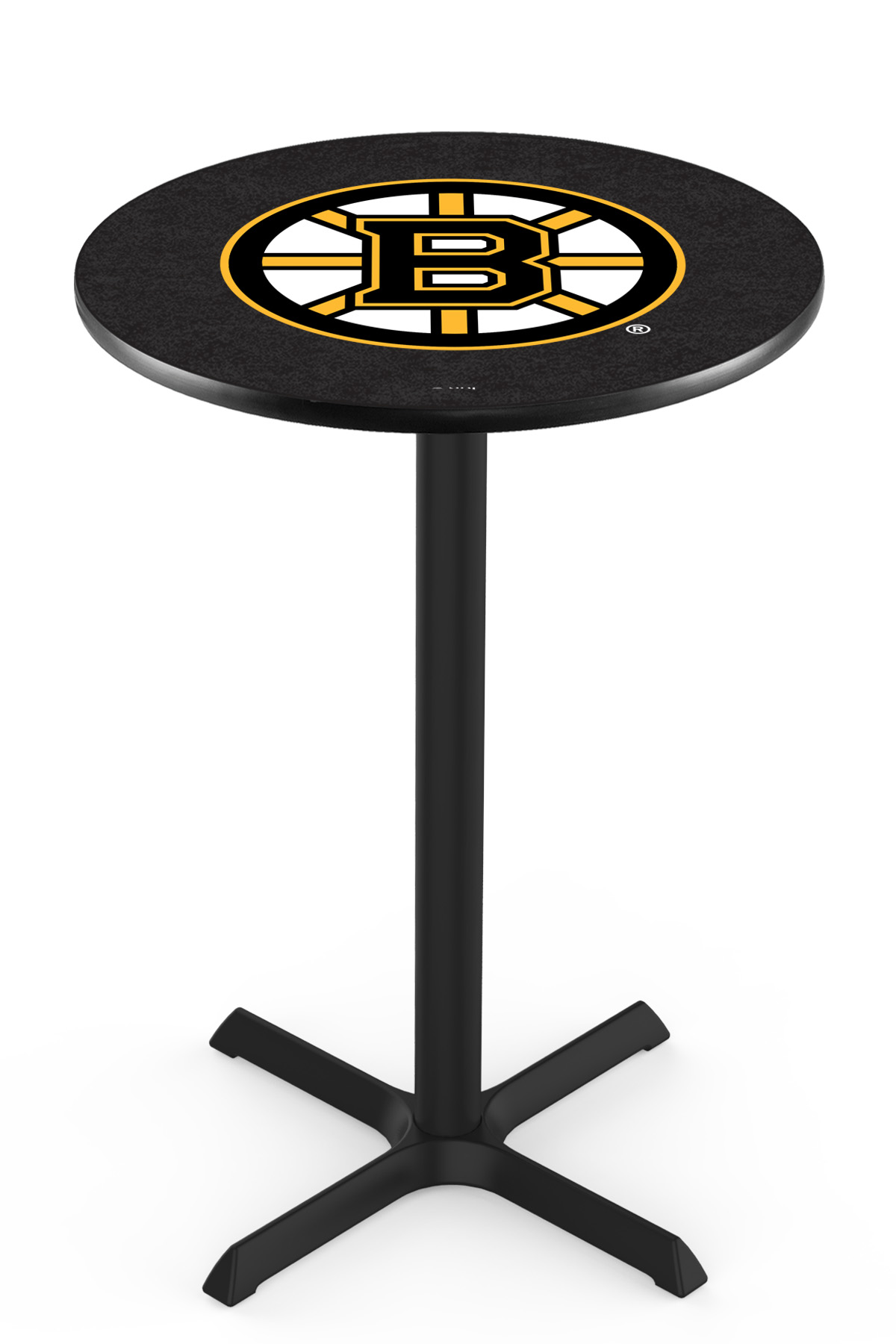 L211 Boston Bruins 42" Tall - 30" Top Pub Table with Black Wrinkle Finish