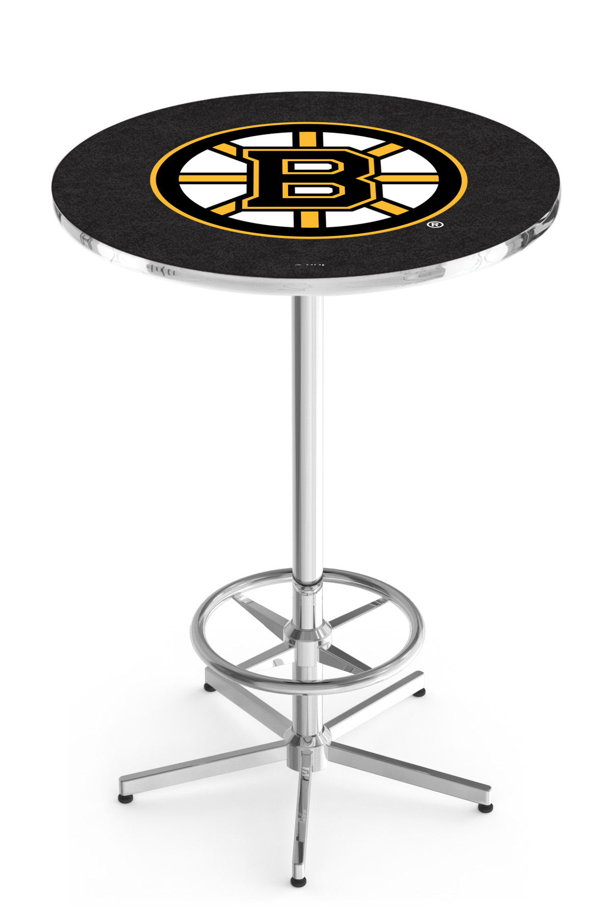 L216 Boston Bruins 42" Tall - 30" Top Pub Table with Chrome Finish