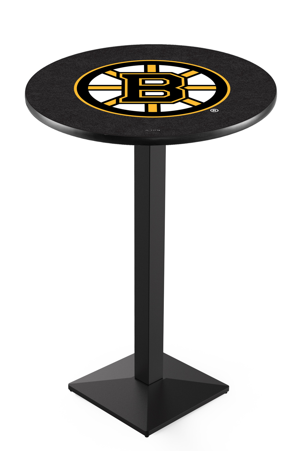 L217 Boston Bruins 36" Tall - 30" Top Pub Table with Black Wrinkle Finish