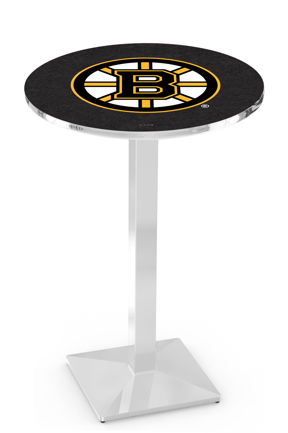 L217 Boston Bruins 42" Tall - 30" Top Pub Table with Chrome Finish