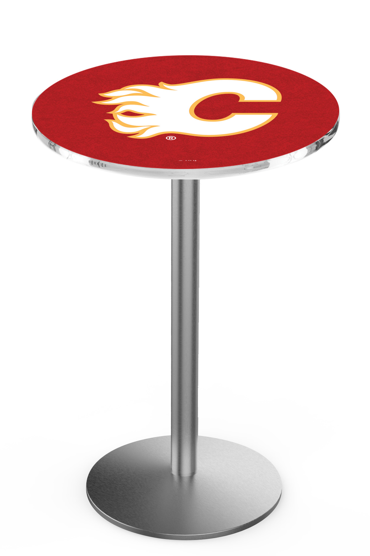 L214 Calgary Flames 36" Tall - 30" Top Pub Table with Stainless Finish
