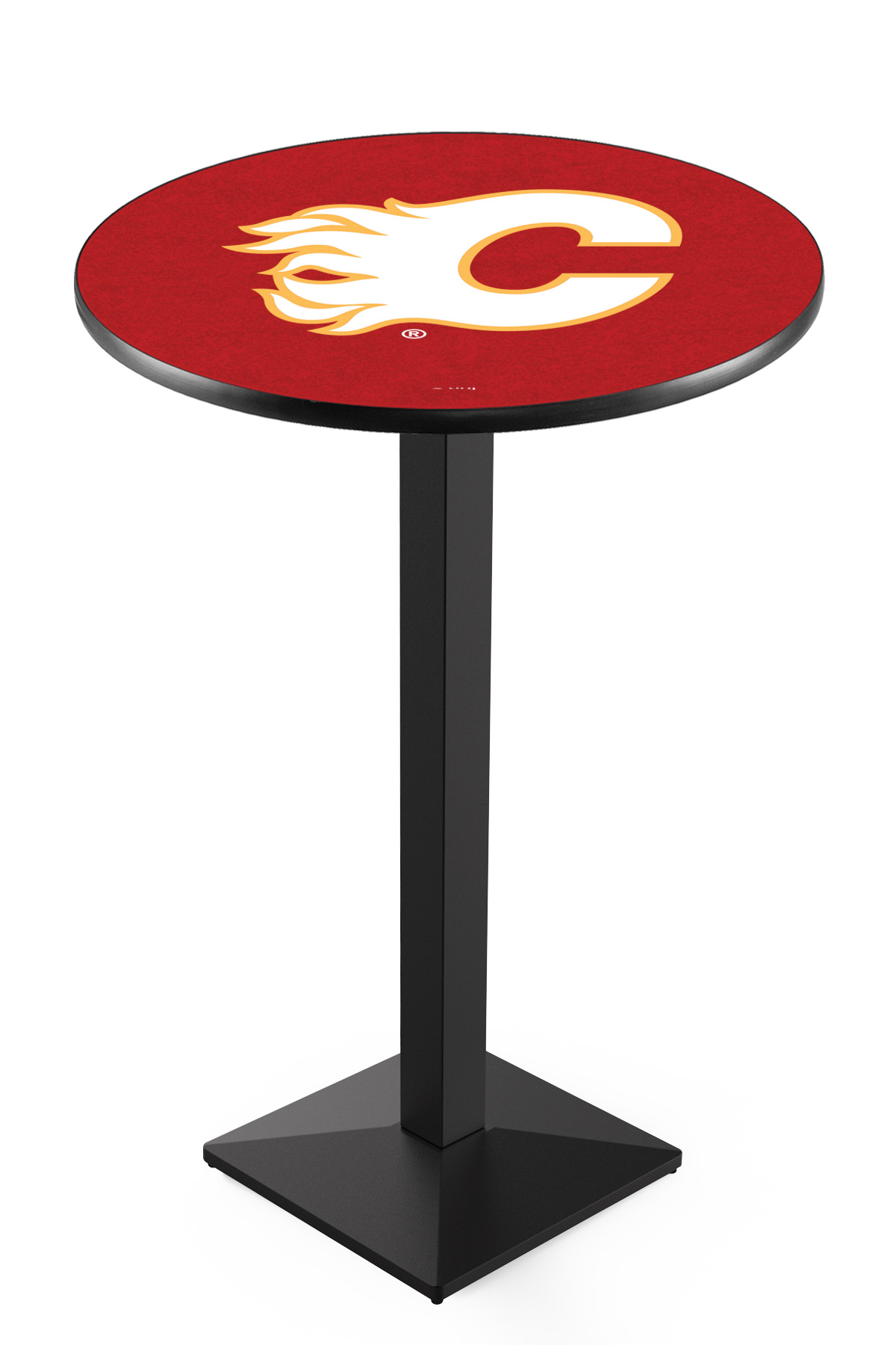 L217 Calgary Flames 42" Tall - 30" Top Pub Table with Black Wrinkle Finish