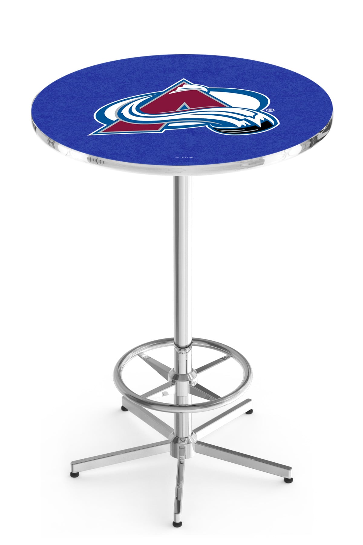 L216 Colorado Avalanche 42" Tall - 30" Top Pub Table with Chrome Finish