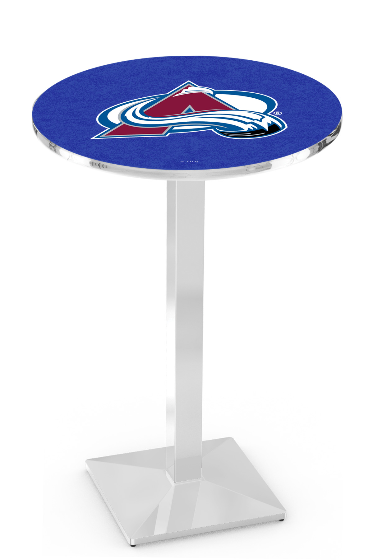 L217 Colorado Avalanche 42" Tall - 30" Top Pub Table with Chrome Finish