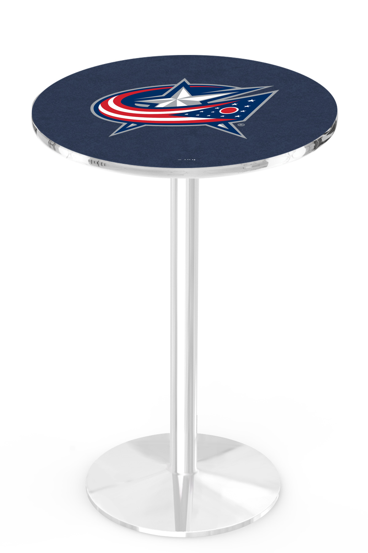 L214 Columbus Blue Jackets 42" Tall - 30" Top Pub Table with Chrome Finish