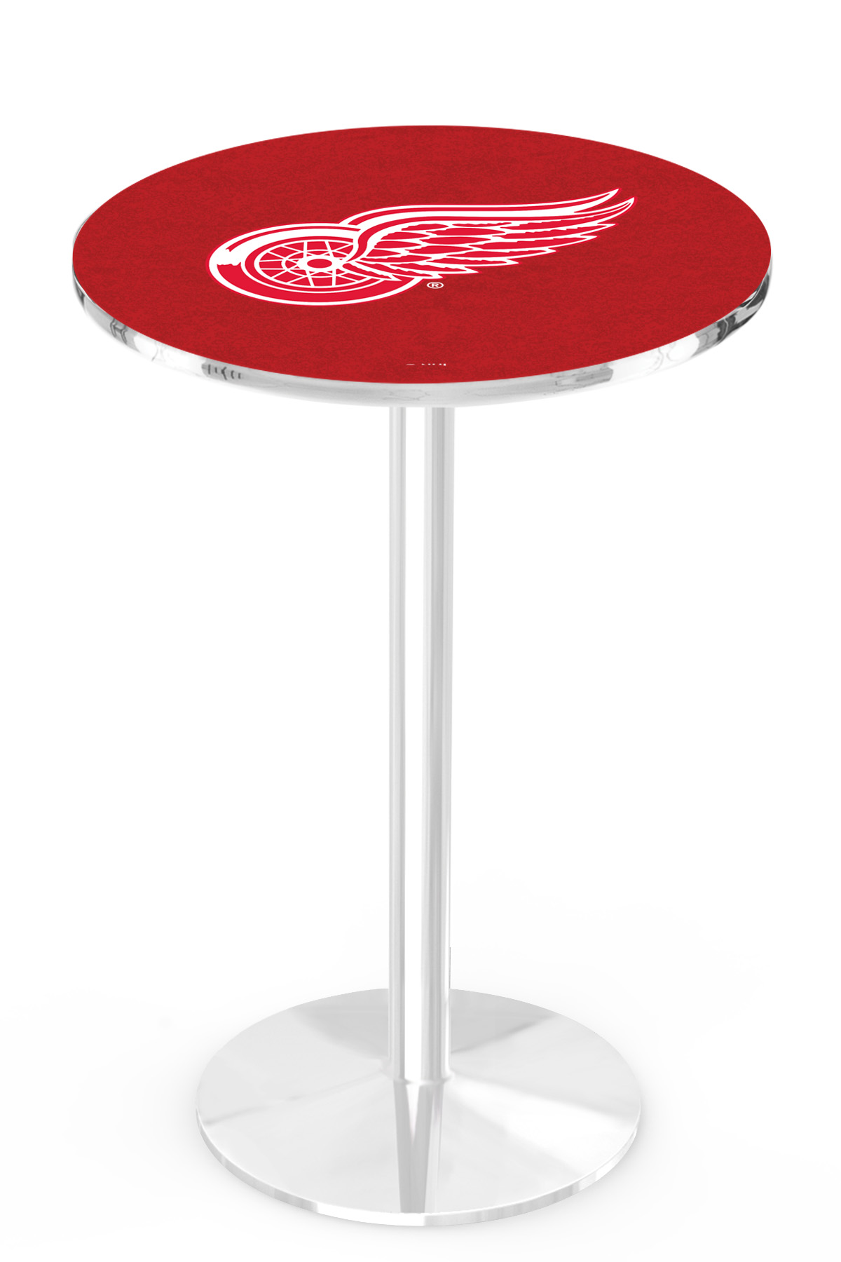 L214 Detroit Red Wings 42" Tall - 30" Top Pub Table with Chrome Finish