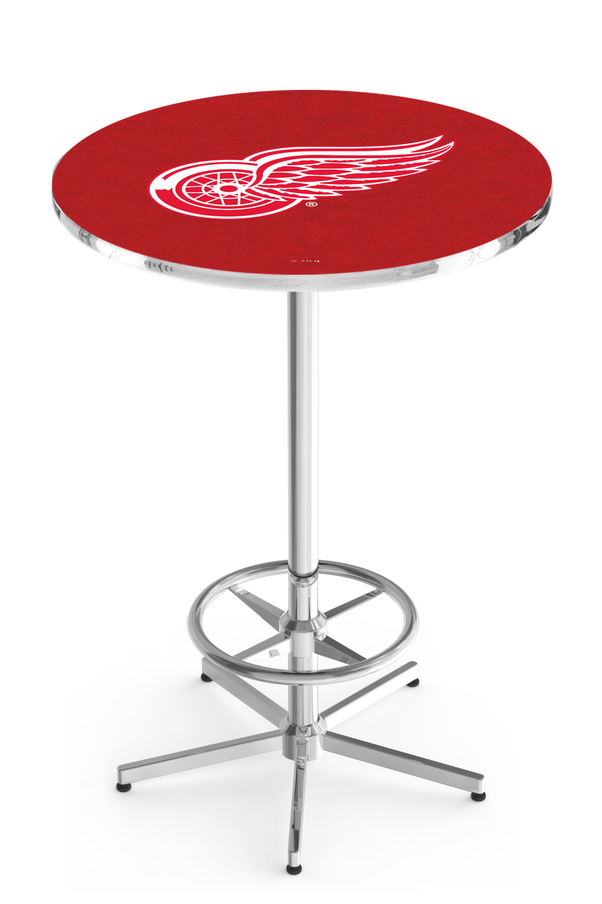 L216 Detroit Red Wings Pub Table - Chrome - 42in Tall - Retro Design