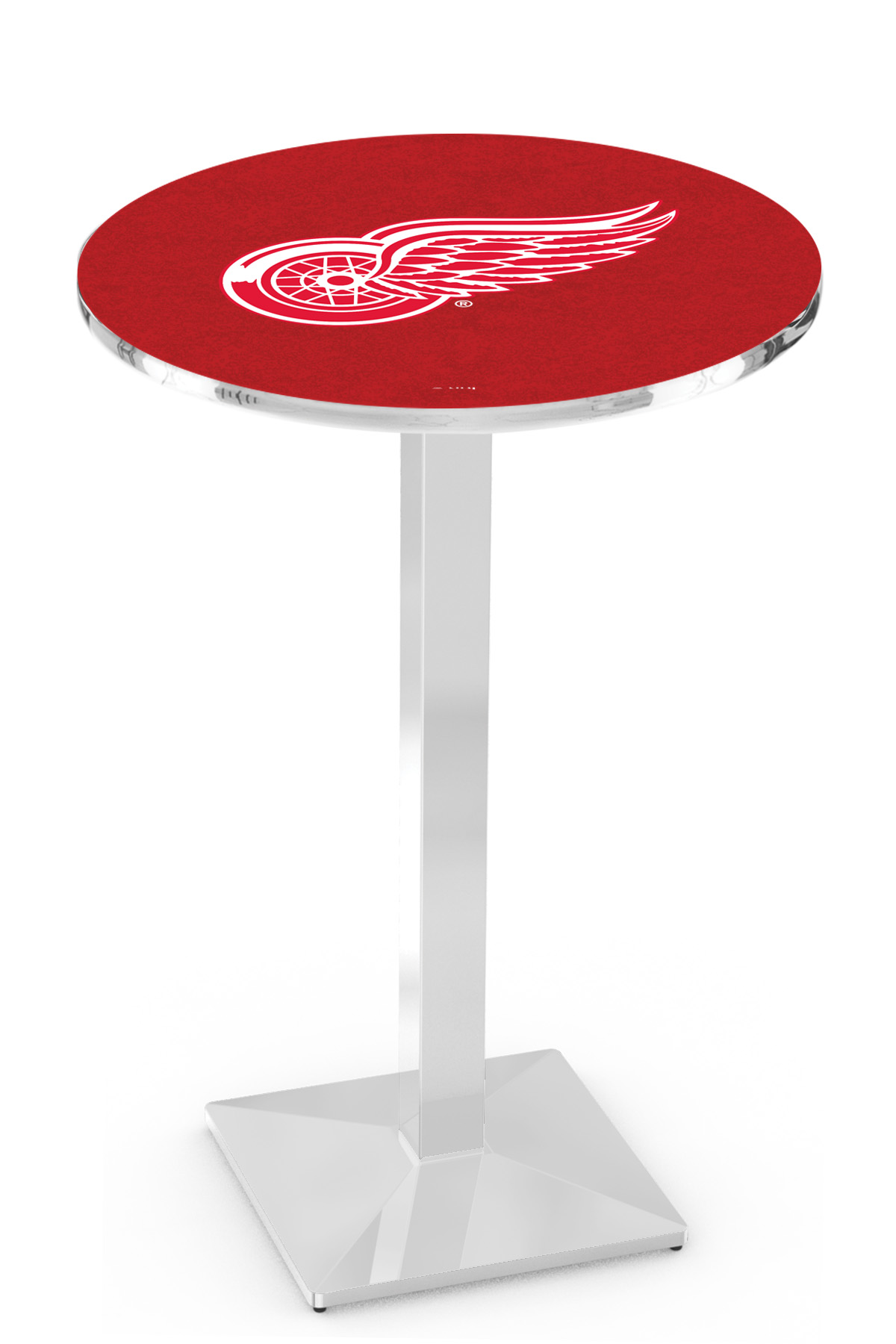 L217 Detroit Red Wings 42" Tall - 30" Top Pub Table with Chrome Finish