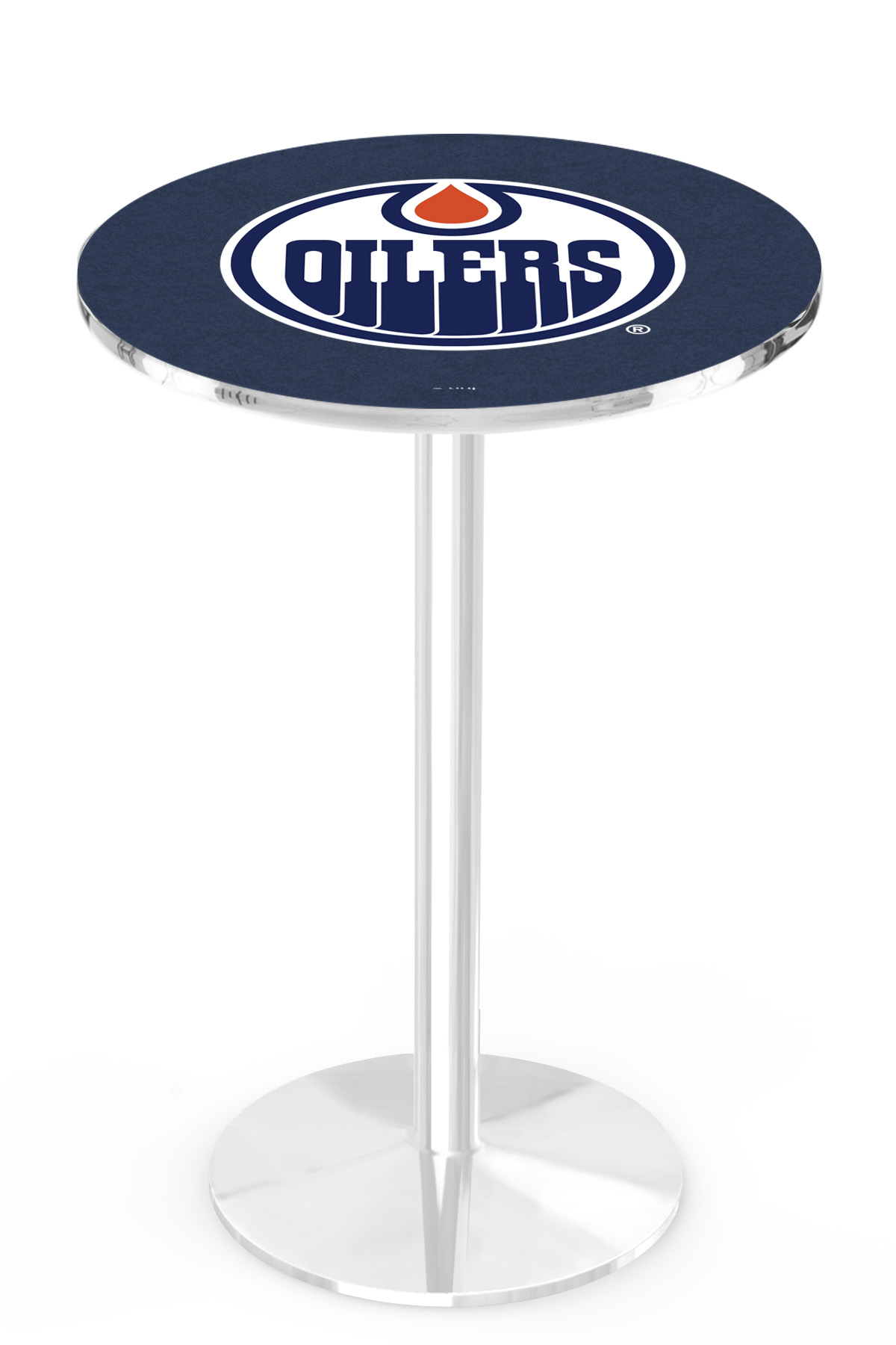 L214 Edmonton Oilers 42" Tall - 30" Top Pub Table with Chrome Finish