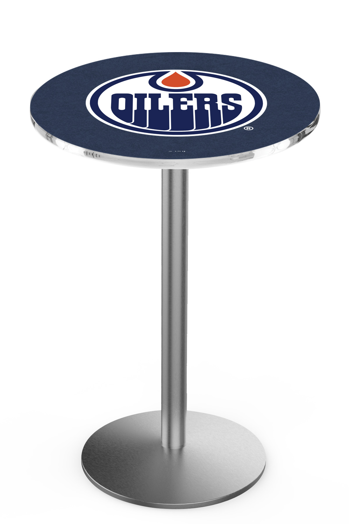 L214 Edmonton Oilers 36" Tall - 30" Top Pub Table with Stainless Finish