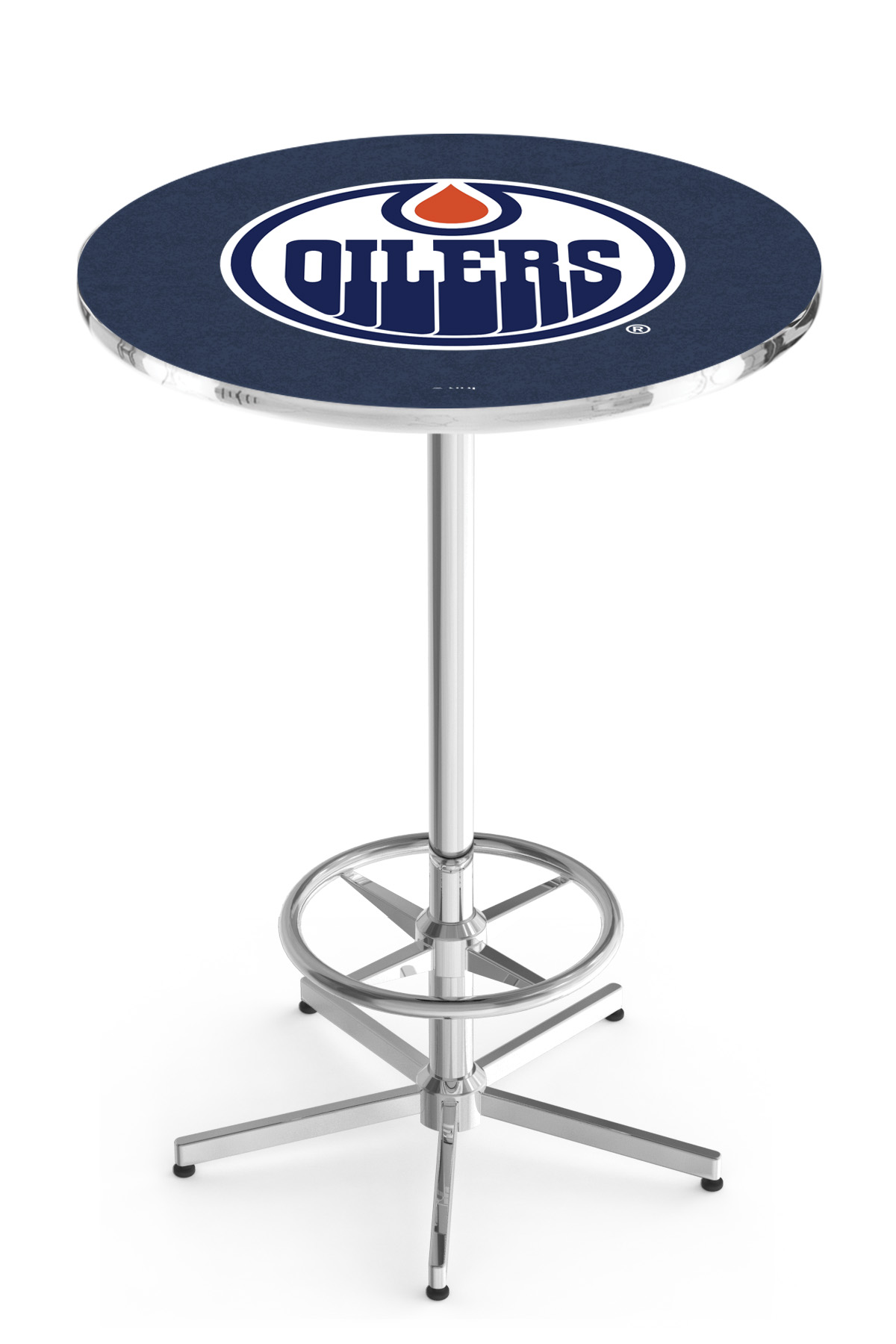 L216 Edmonton Oilers 42" Tall - 30" Top Pub Table with Chrome Finish