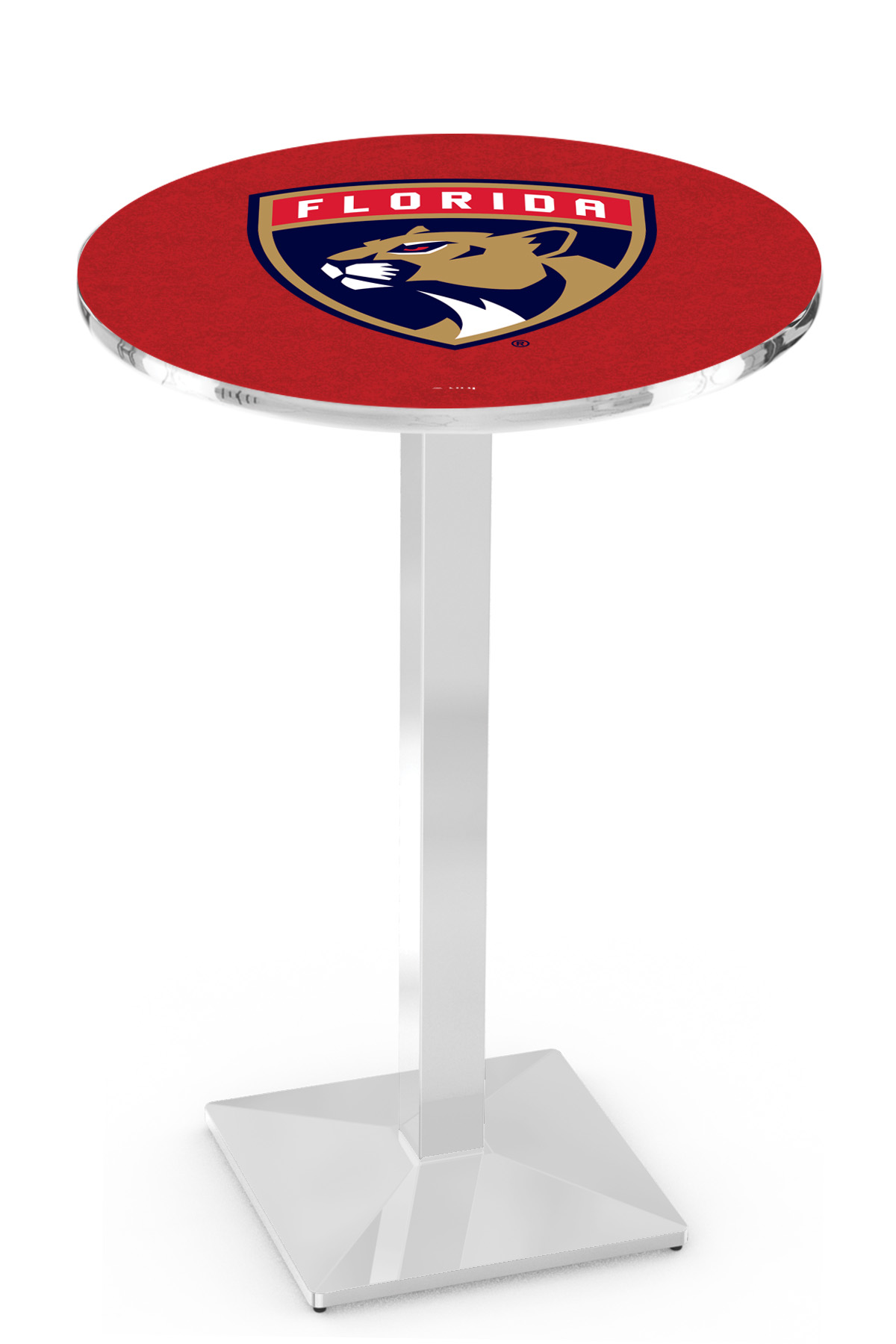 L217 Florida Panthers 42" Tall - 30" Top Pub Table with Chrome Finish