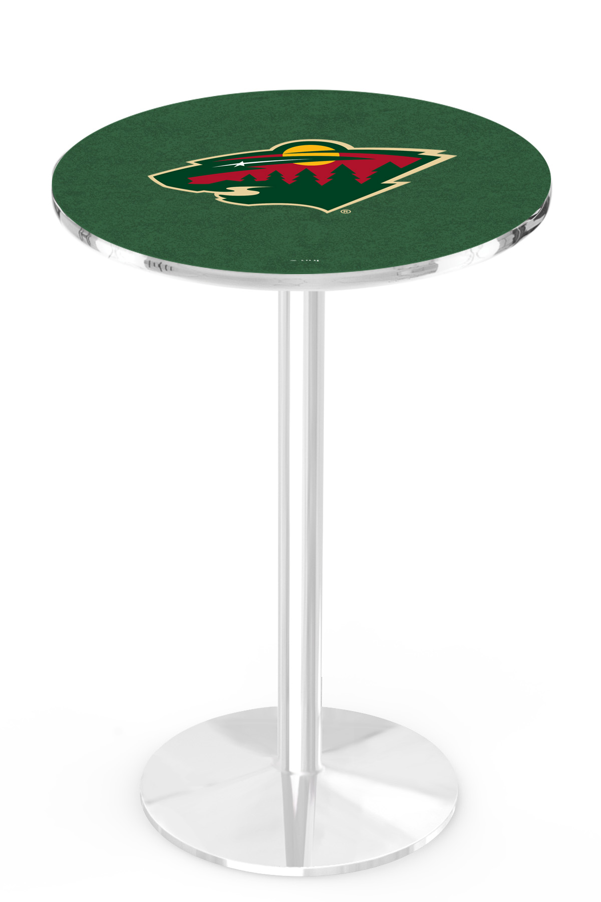 L214 Minnesota Wild 36" Tall - 30" Top Pub Table with Chrome Finish