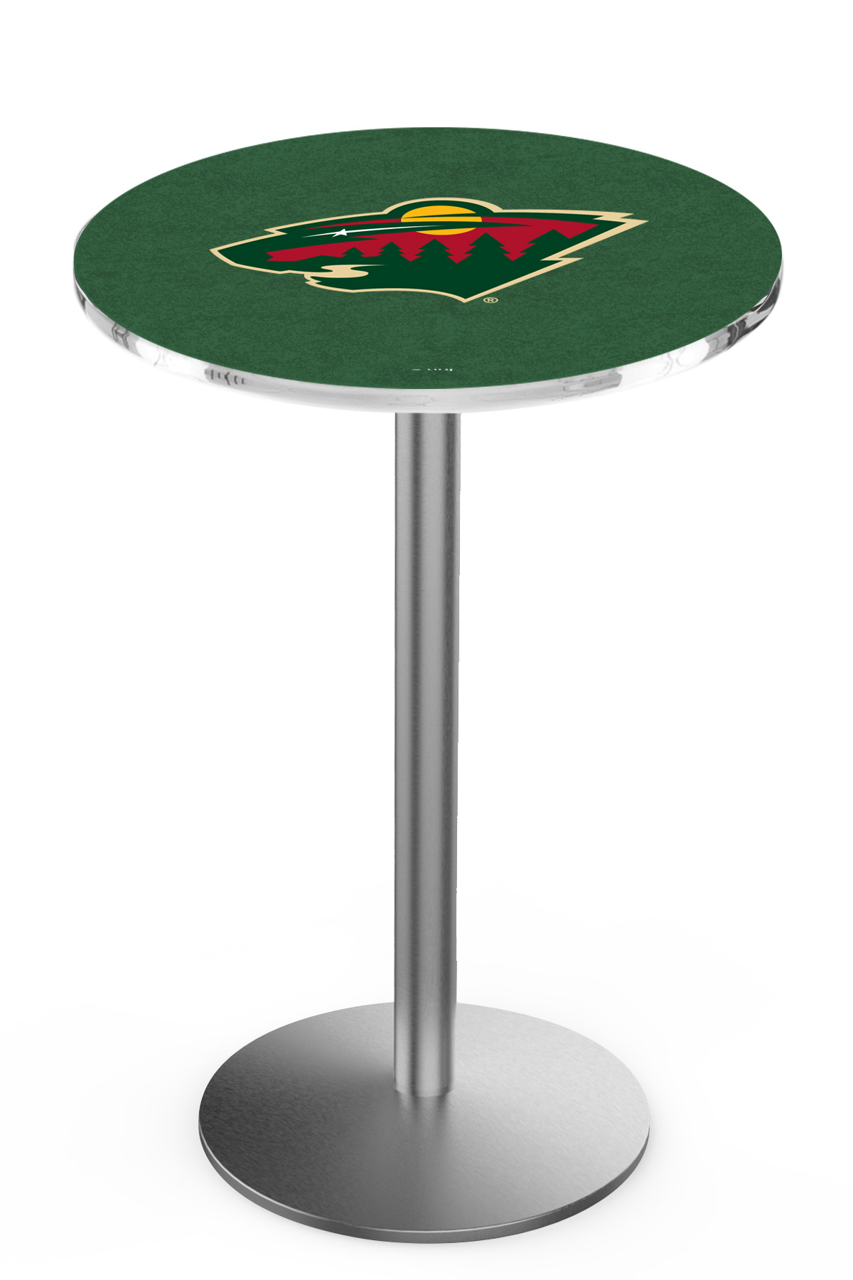 L214 Minnesota Wild 42" Tall - 30" Top Pub Table with Stainless Finish