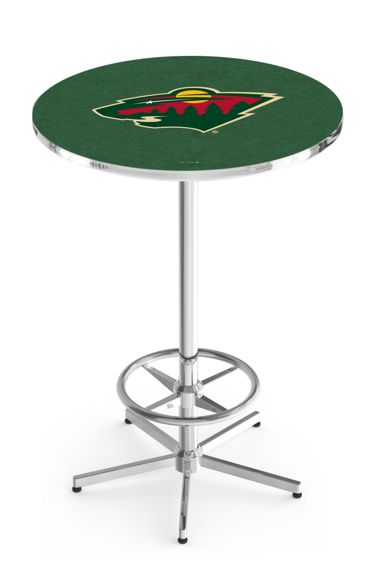 L216 Minnesota Wild 42" Tall - 30" Top Pub Table with Chrome Finish