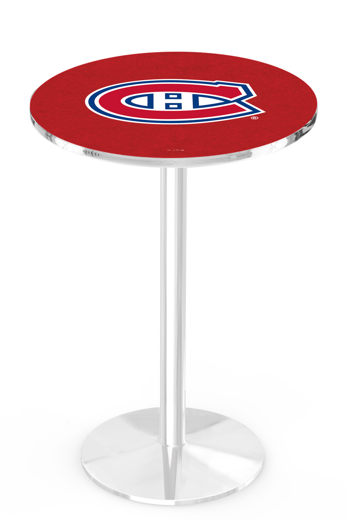 L214 Montreal Canadiens 42" Tall - 30" Top Pub Table with Chrome Finish