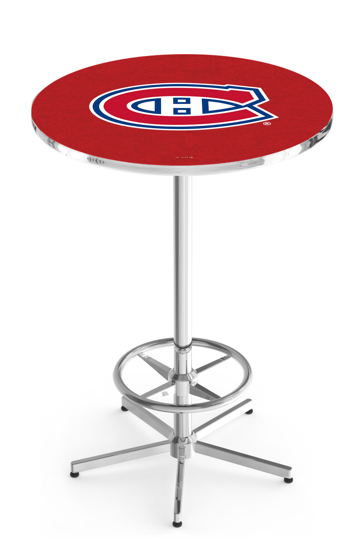 L216 Montreal Canadiens 42" Tall - 30" Top Pub Table with Chrome Finish