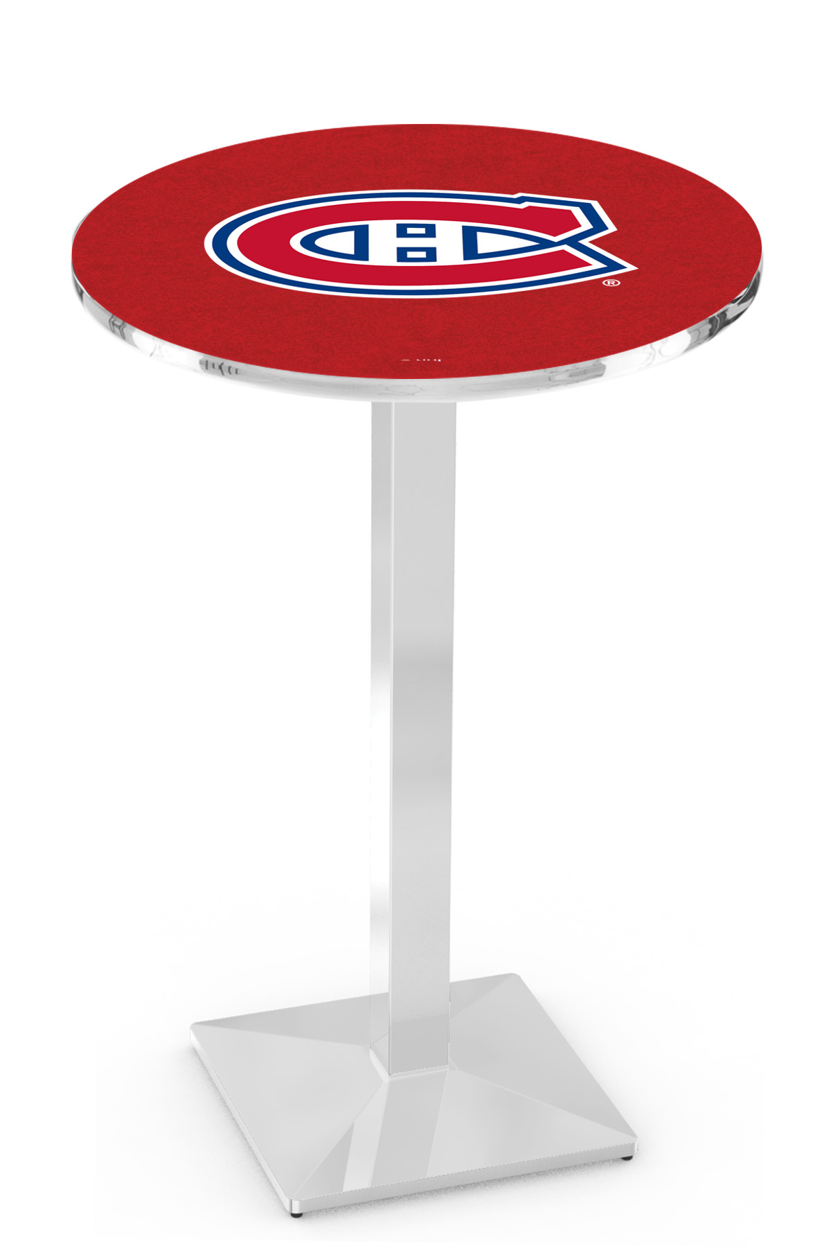 L217 Montreal Canadiens 42" Tall - 30" Top Pub Table with Chrome Finish