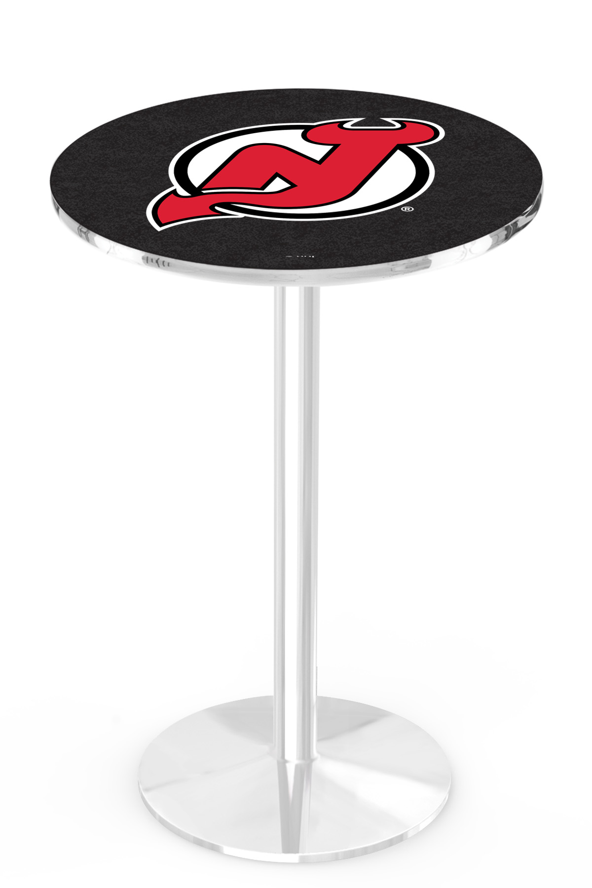 L214 New Jersey Devils 36" Tall - 30" Top Pub Table with Chrome Finish