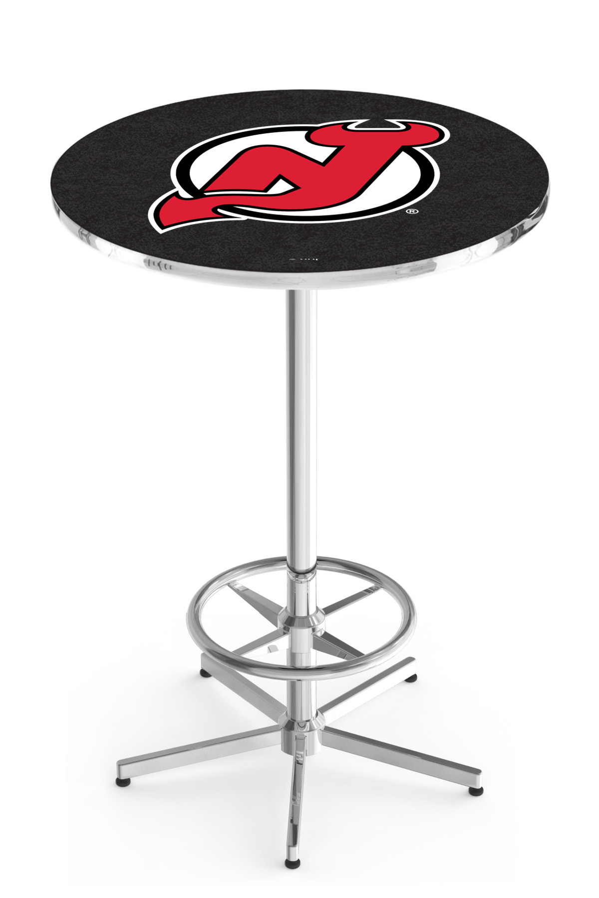 L216 New Jersey Devils 42" Tall - 30" Top Pub Table with Chrome Finish