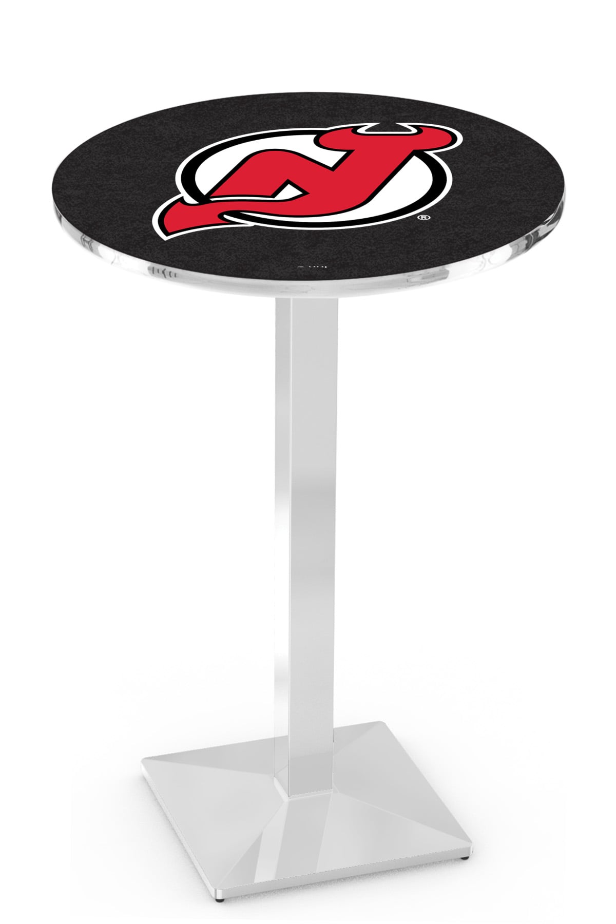 L217 New Jersey Devils 42" Tall - 30" Top Pub Table with Chrome Finish