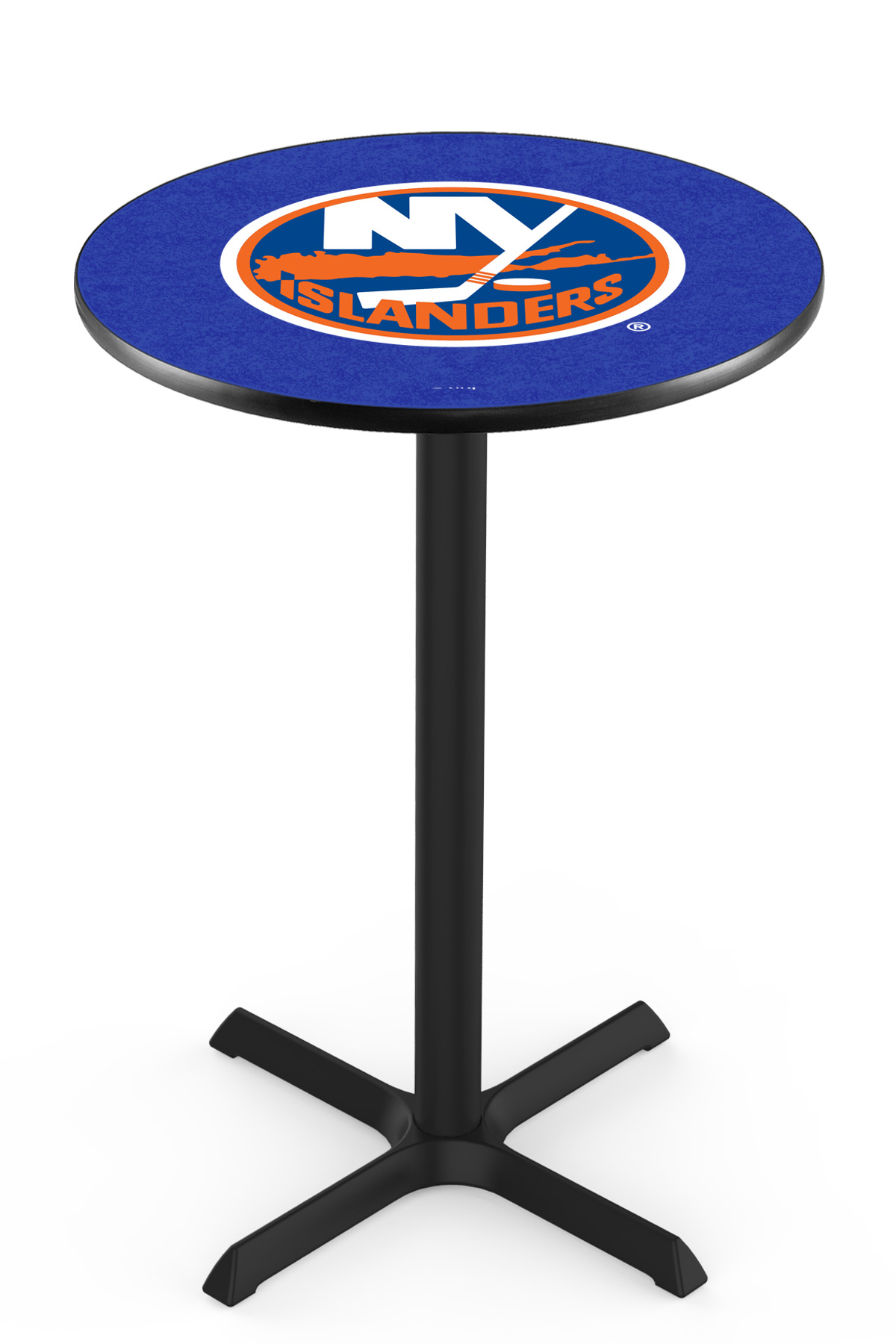 L211 New York Islanders 36" Tall - 30" Top Pub Table with Black Wrinkle Finish