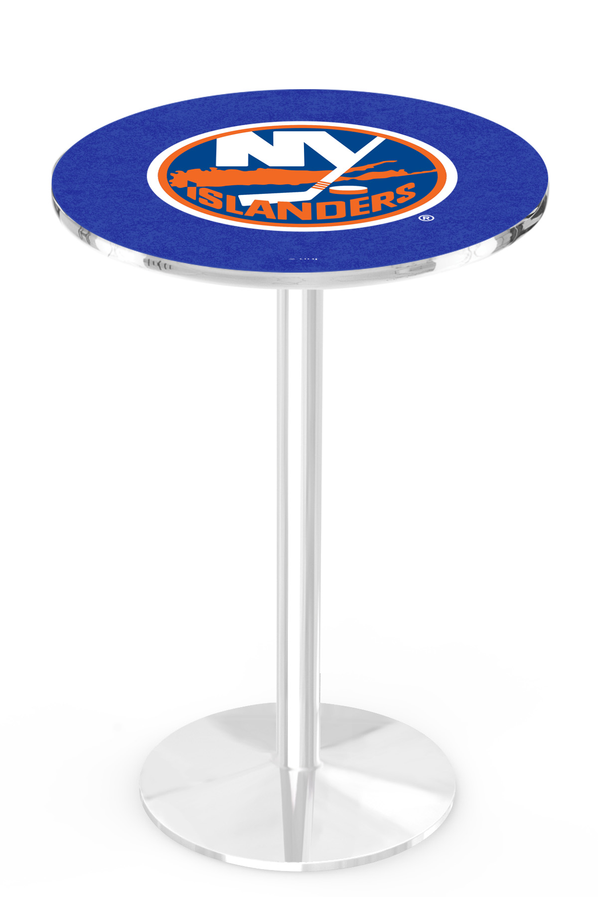 L214 New York Islanders 42" Tall - 30" Top Pub Table with Chrome Finish