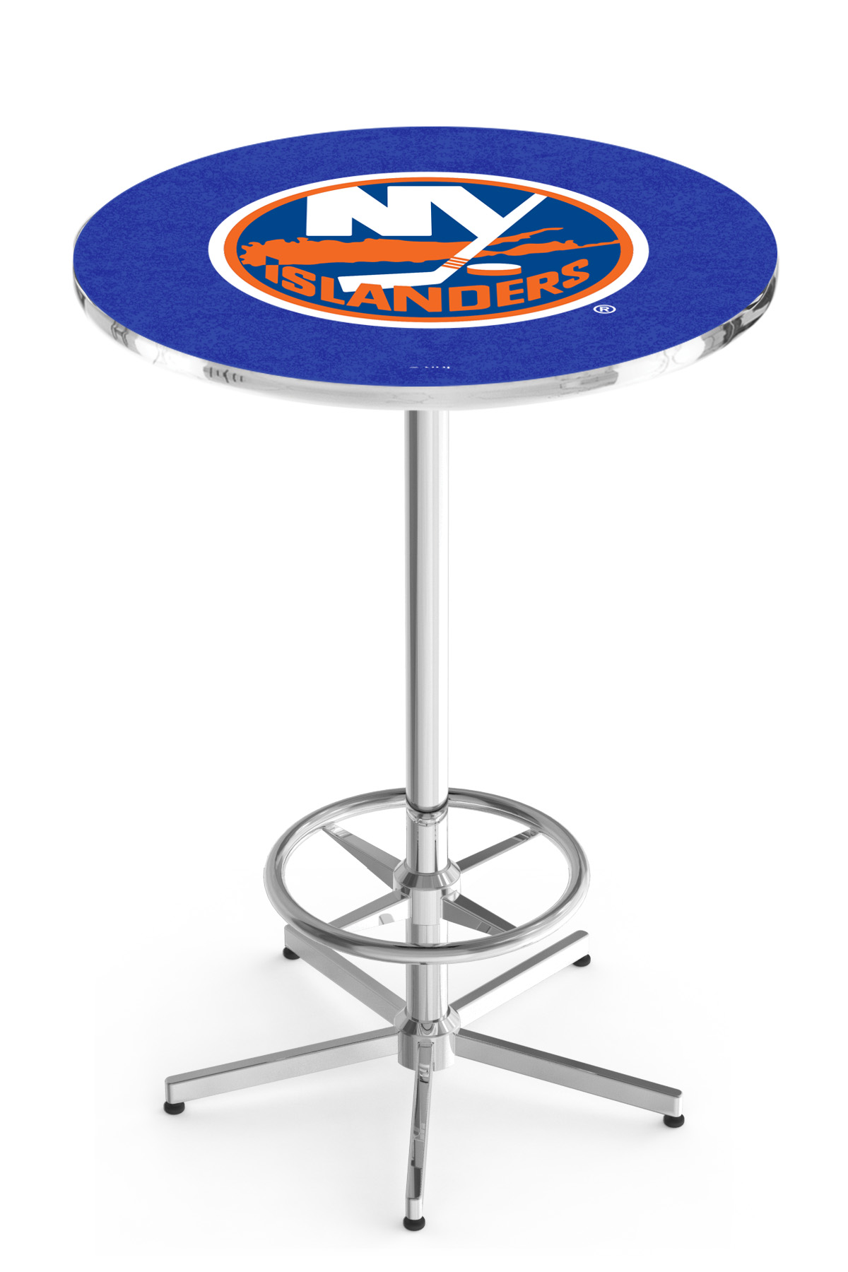 L216 New York Islanders 42" Tall - 30" Top Pub Table with Chrome Finish