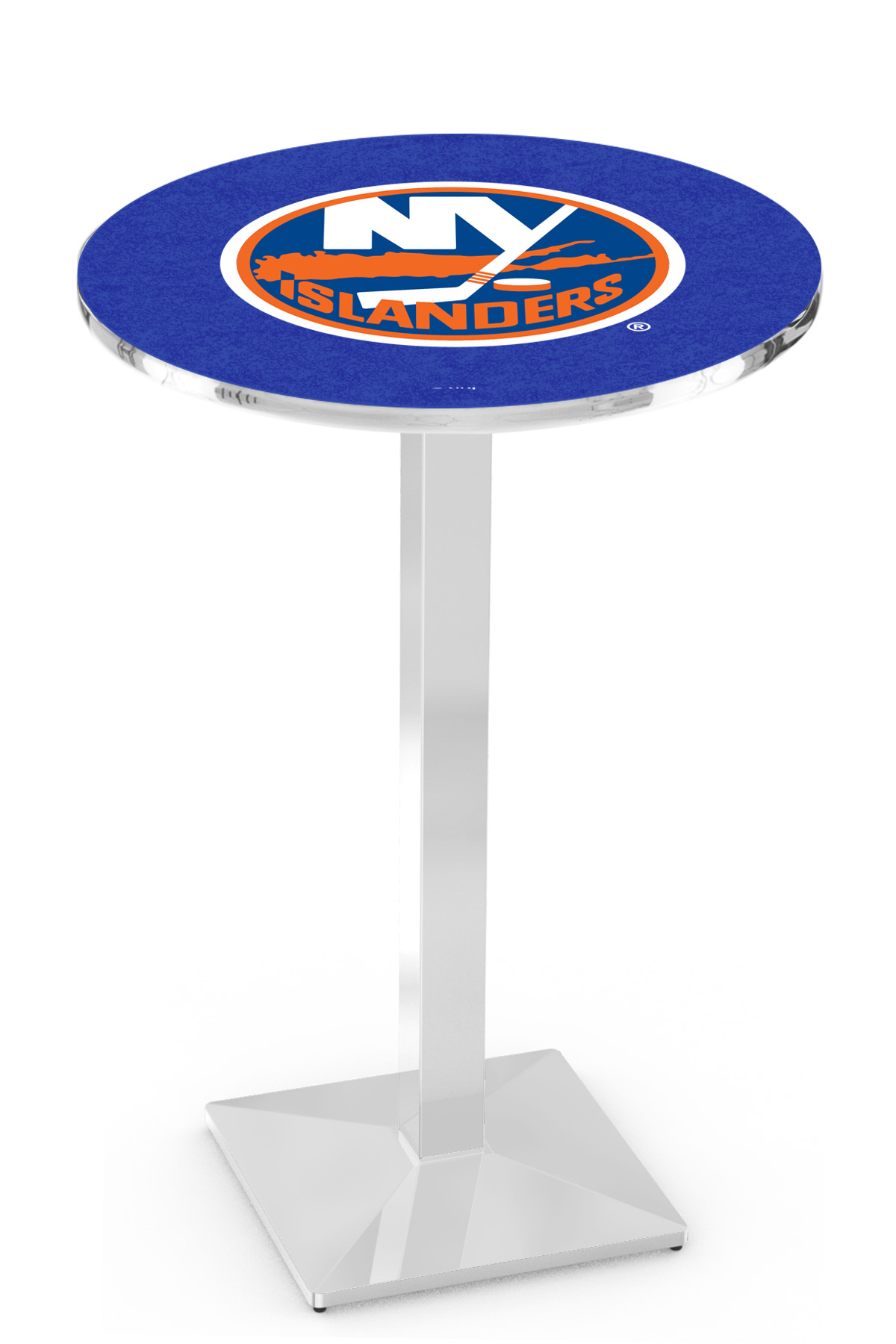 L217 New York Islanders 42" Tall - 30" Top Pub Table with Chrome Finish