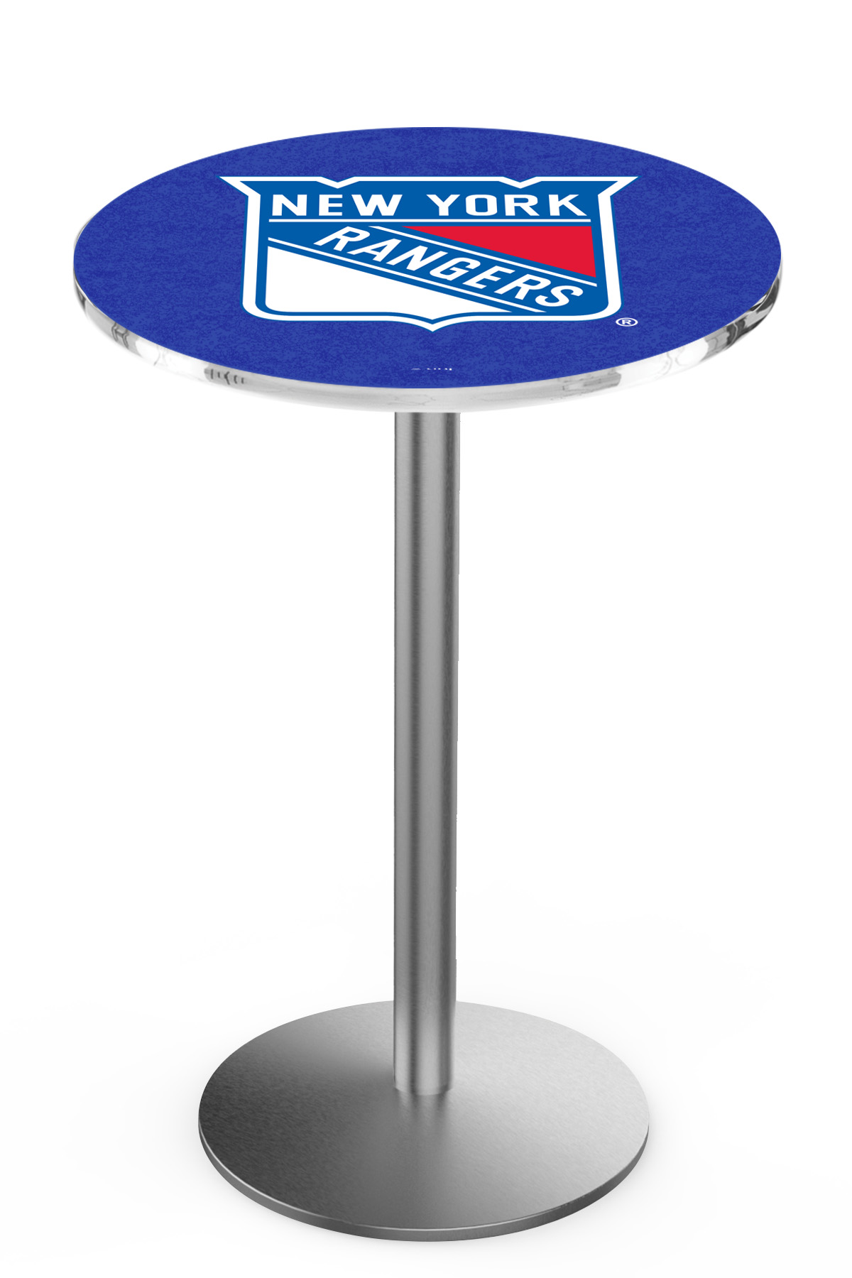 L214 New York Rangers 42" Tall - 30" Top Pub Table with Stainless Finish