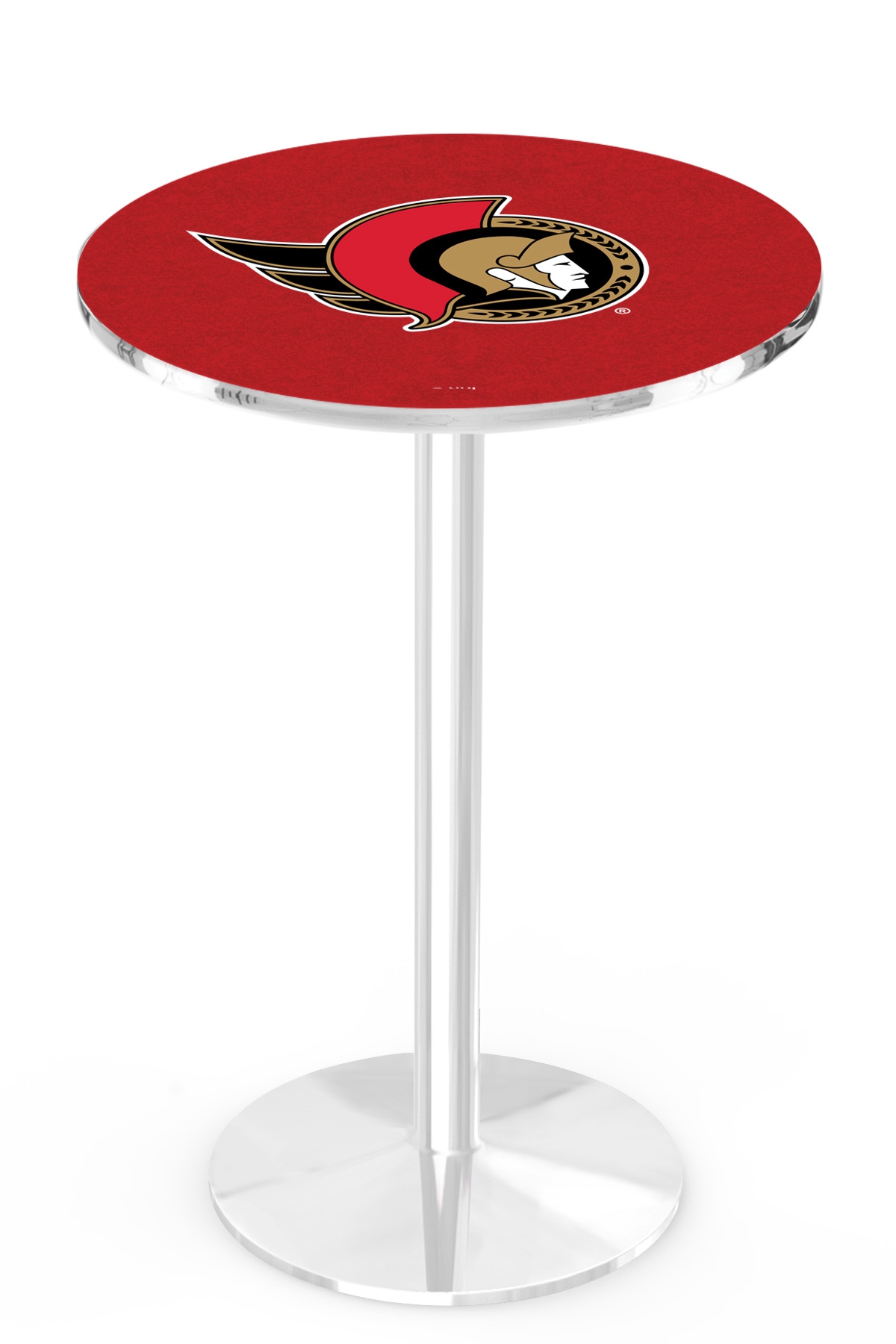 L214 Ottawa Senators 42" Tall - 30" Top Pub Table with Chrome Finish
