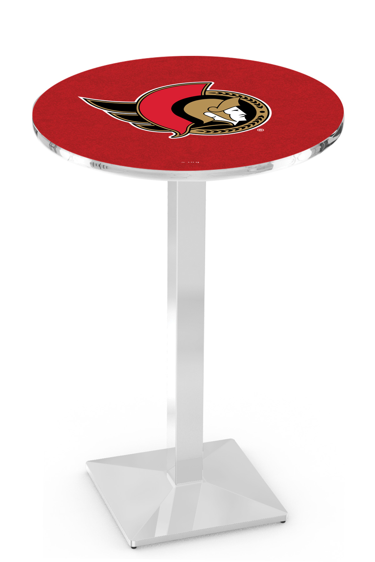 L217 Ottawa Senators 42" Tall - 30" Top Pub Table with Chrome Finish