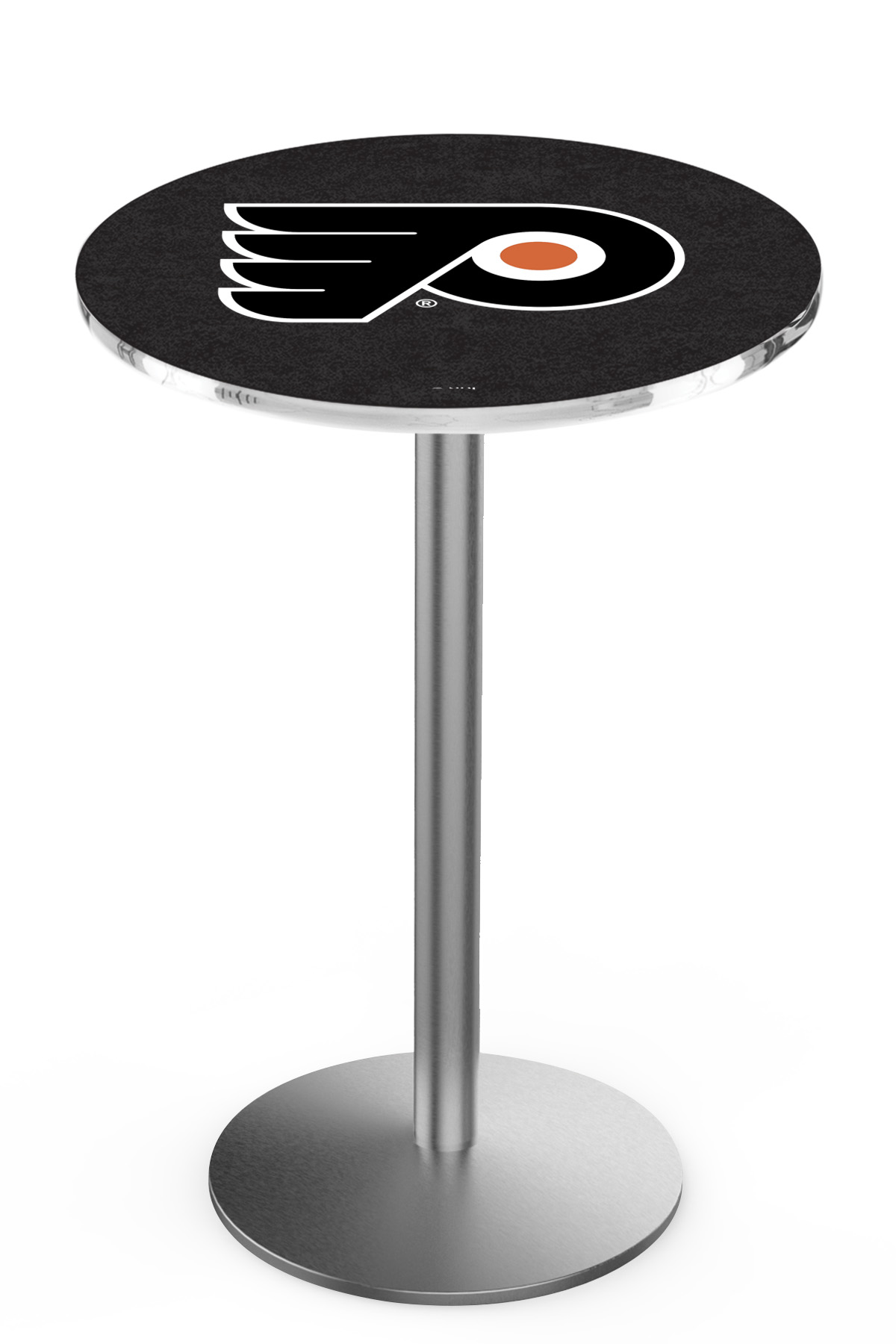 L214 Philadelphia Flyers (Orange Background) 42" Tall - 30" Top Pub Table with Stainless Finish