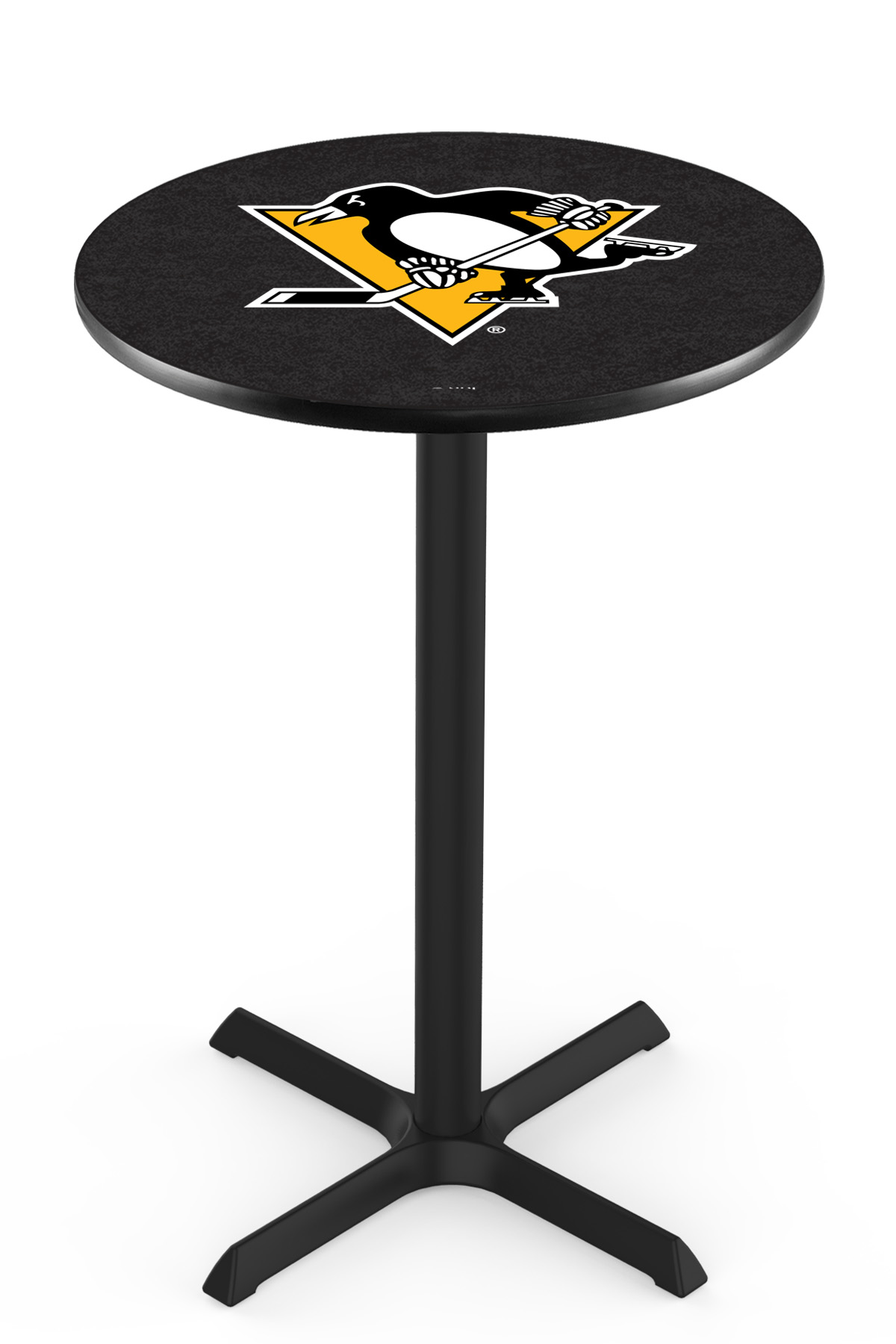 L211 Pittsburgh Penguins 36" Tall - 30" Top Pub Table with Black Wrinkle Finish