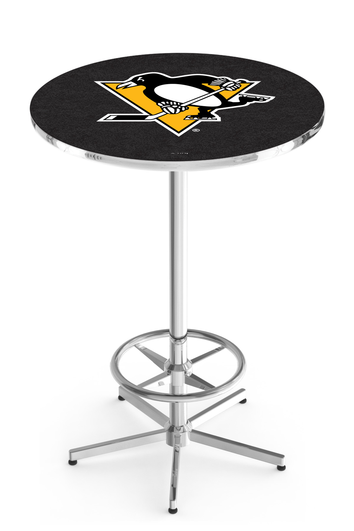 L216 Pittsburgh Penguins 42" Tall - 30" Top Pub Table with Chrome Finish