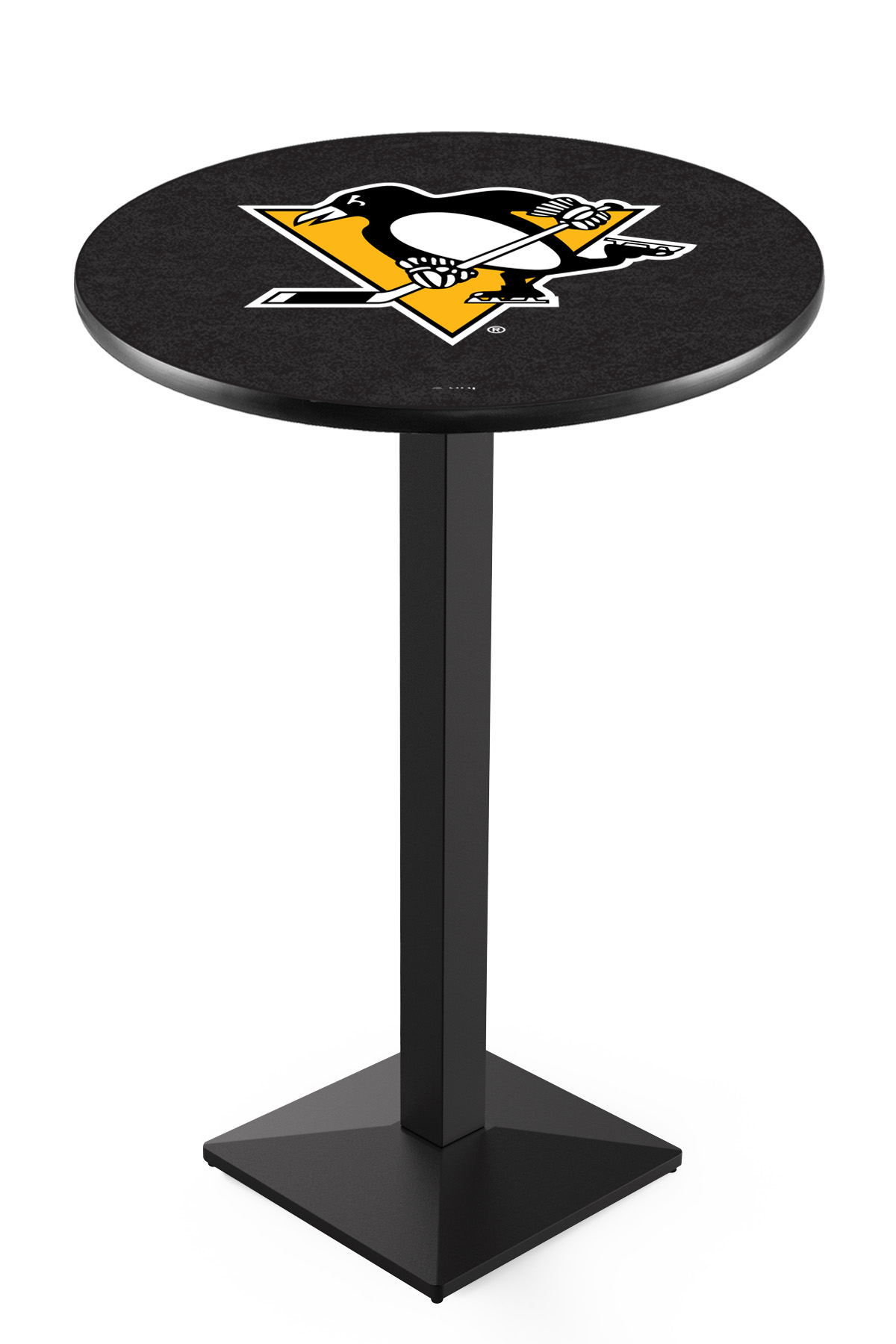 L217 Pittsburgh Penguins 42" Tall - 30" Top Pub Table with Black Wrinkle Finish