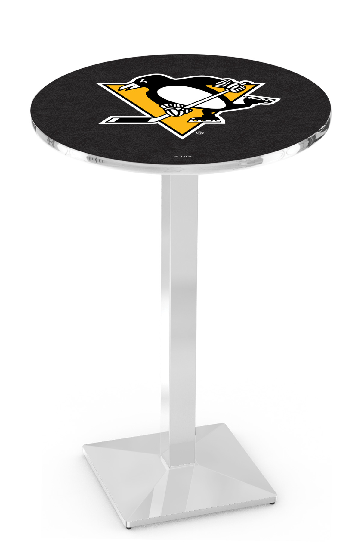 L217 Pittsburgh Penguins 42" Tall - 30" Top Pub Table with Chrome Finish