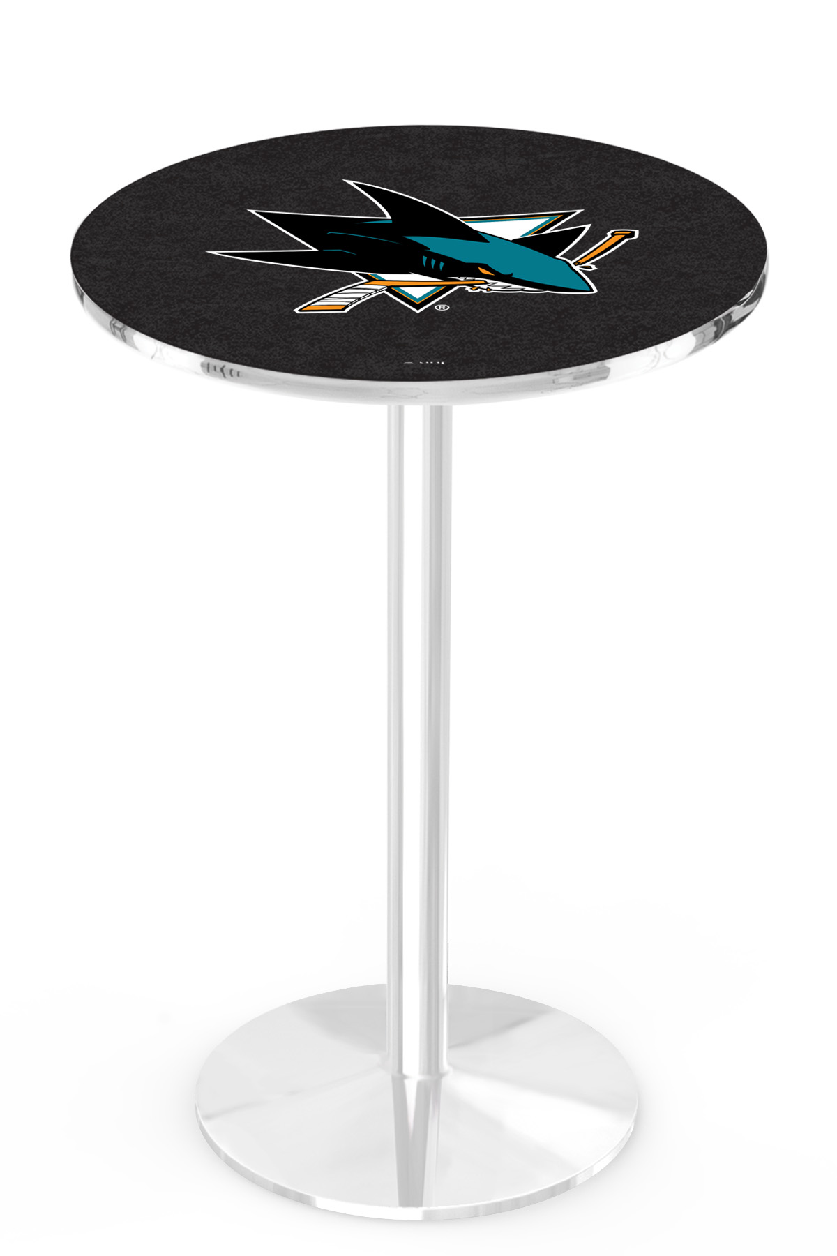 L214 San Jose Sharks 36" Tall - 30" Top Pub Table with Chrome Finish