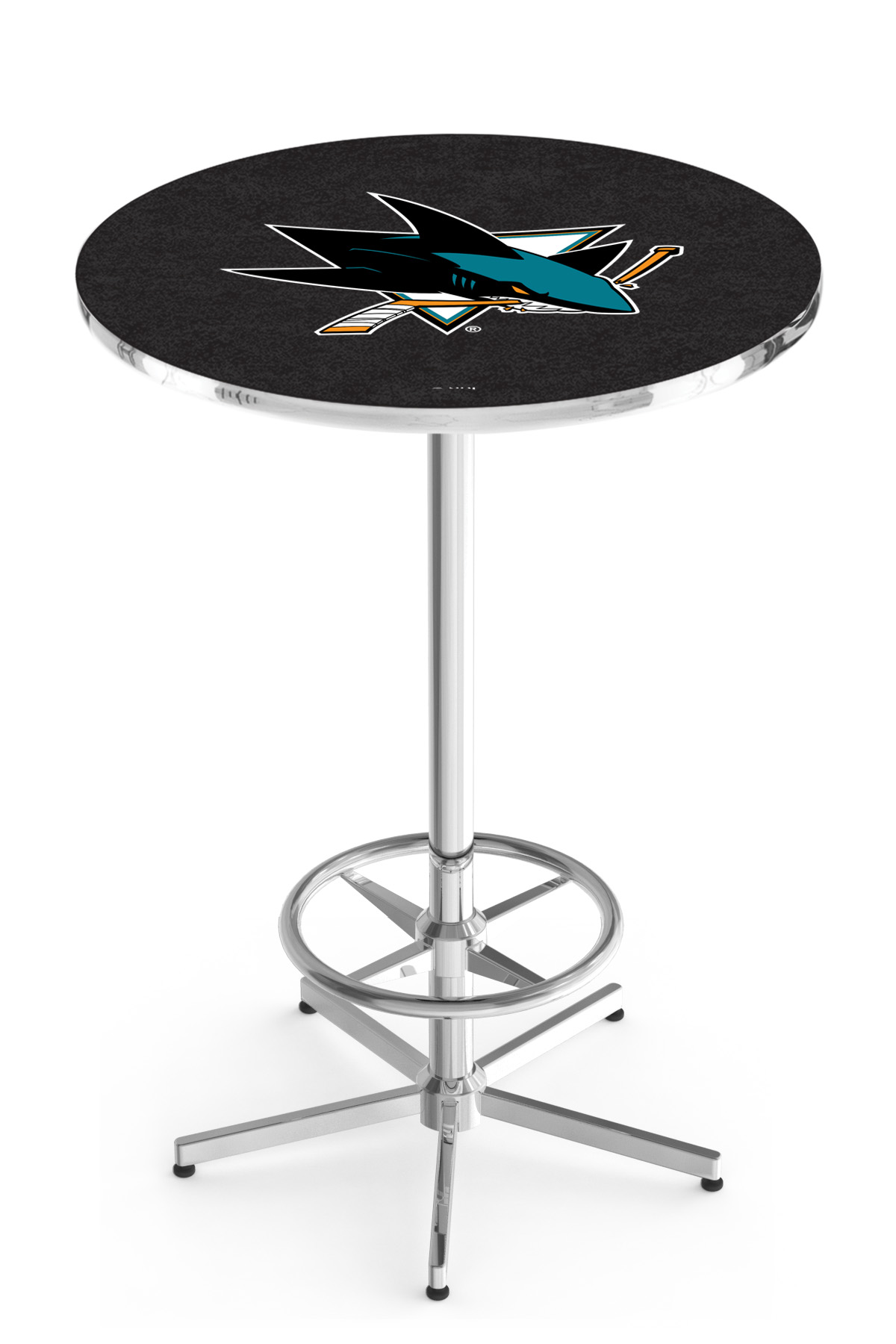 L216 San Jose Sharks 42" Tall - 30" Top Pub Table with Chrome Finish
