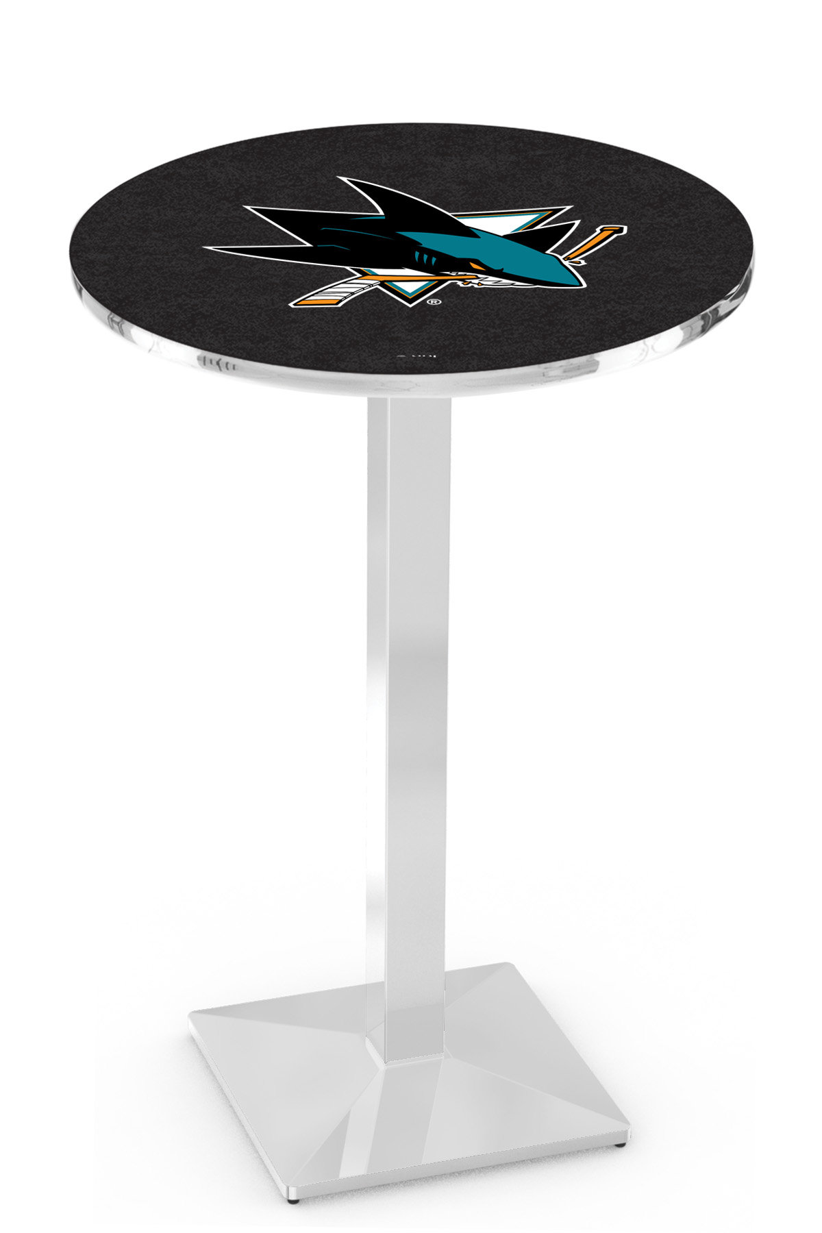 L217 San Jose Sharks 42" Tall - 30" Top Pub Table with Chrome Finish