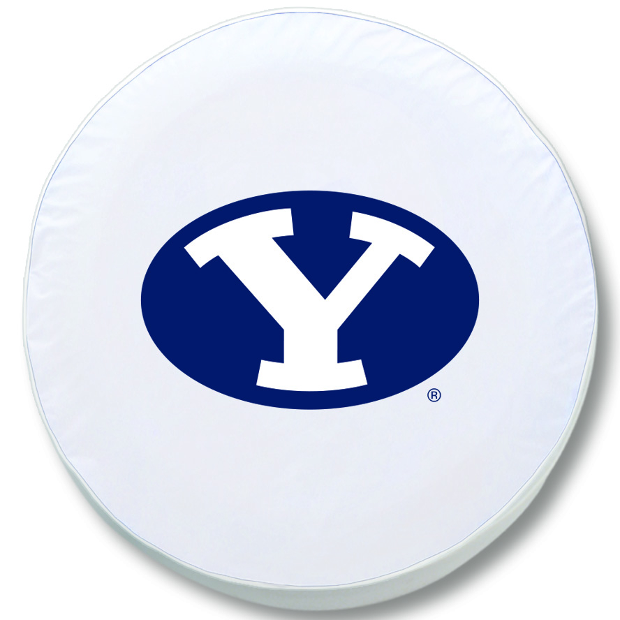TCH1BrigYnWT-37 x 12.5 Brigham Young Tire Cover-White