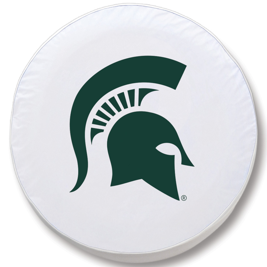 TCFMichStWT-29 x 8 Michigan State Tire Cover-White
