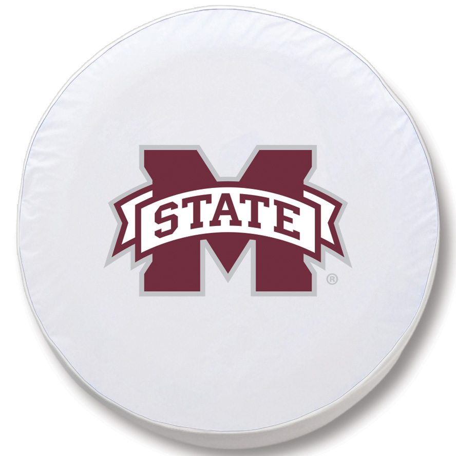 TCFMssStUWT-29 x 8 Mississippi State Tire Cover-White