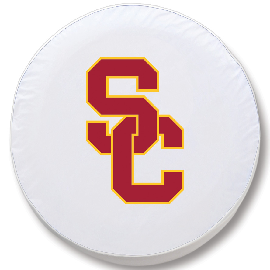 TCE10SouCalWT-30 x 10 USC Trojans Tire Cover-White