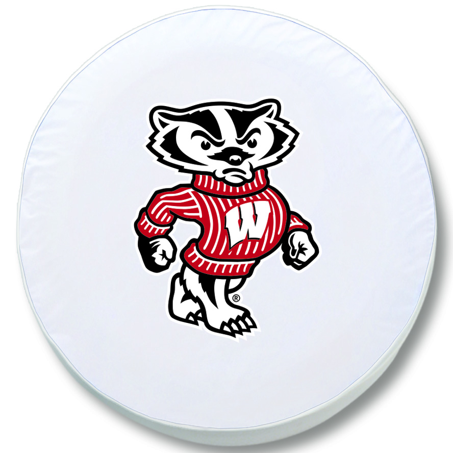 TCH1WI-BdgWT-37 x 12.5 Wisconsin "Badger" Tire Cover-White