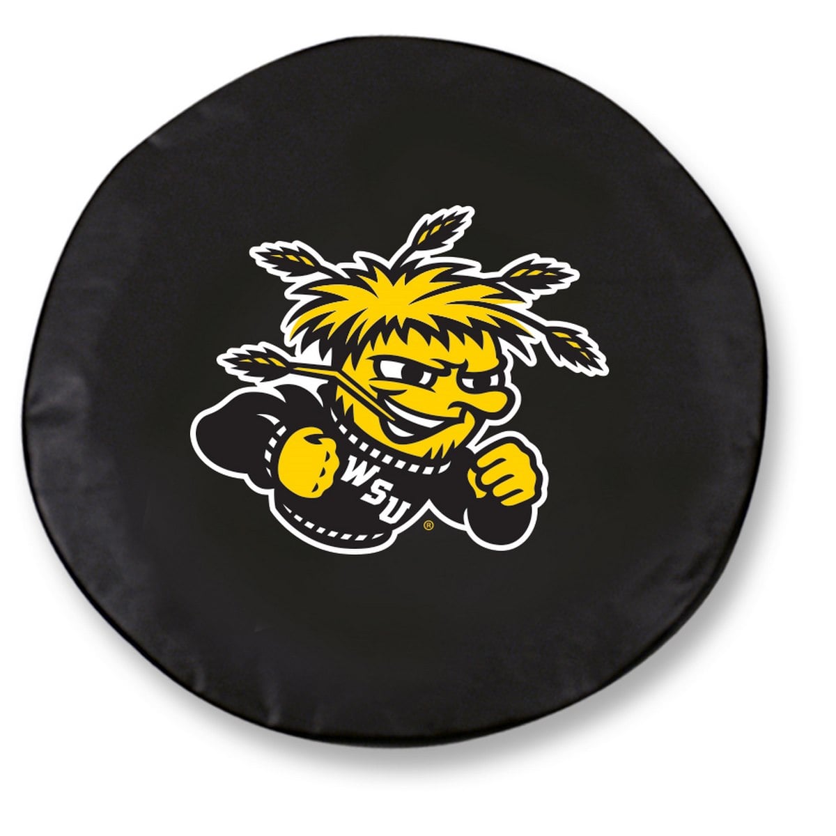 TCSMWichStBK-28 1/2 x 8 Wichita State Tire Cover-Black