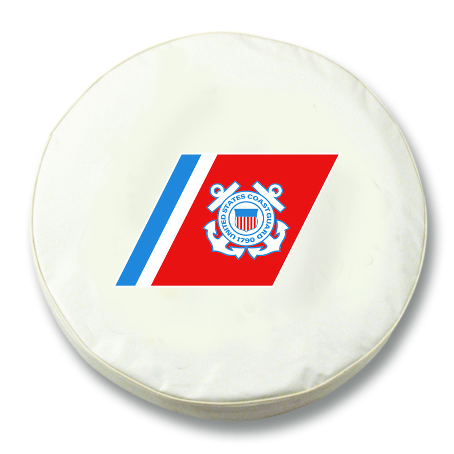 TCH2CstGrdWT-35 x 12.5 U.S. Coast Guard Tire Cover-White